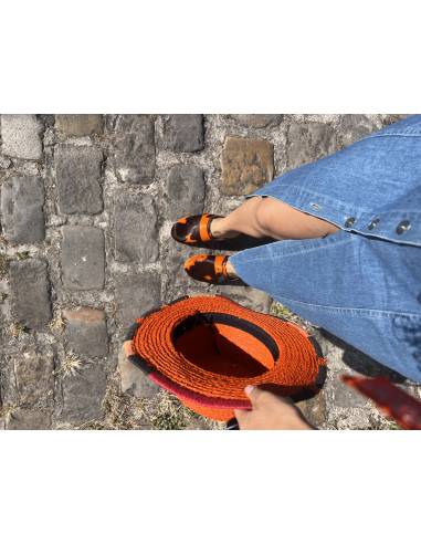 wooden  genuine calf hair clogs