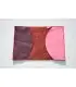 Protection passeport en cuir d'agneau bordeaux marbré vernis et rose 