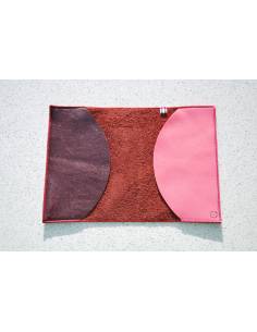 Housse de passeport en cuir bordeaux et rose 