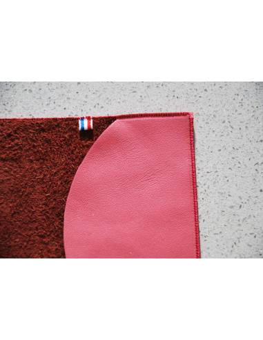 Protection passeport en cuir d'agneau bordeaux marbré vernis et rose 