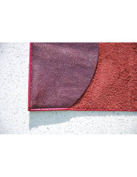 Passeport géométrique en cuir d'agneau bordeaux marbré vernis et rose 
