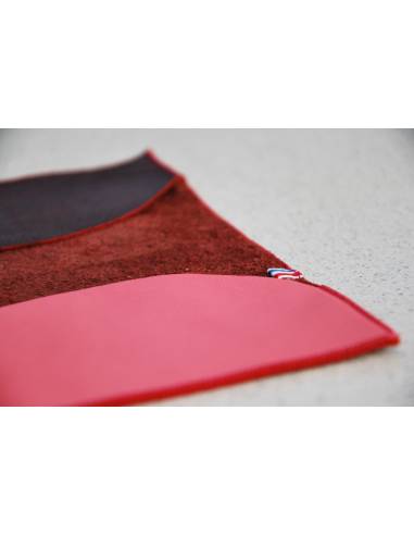 Protection passeport en cuir d'agneau bordeaux marbré vernis et rose 