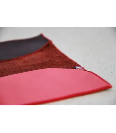 Protection passeport en cuir d'agneau bordeaux marbré vernis et rose 
