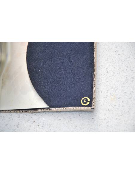 Housse de protection pour passeport en cuir nubuck bleu et cuir d'agneau biege 
