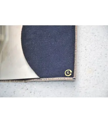 Housse de protection pour passeport en cuir nubuck bleu et cuir d'agneau biege 