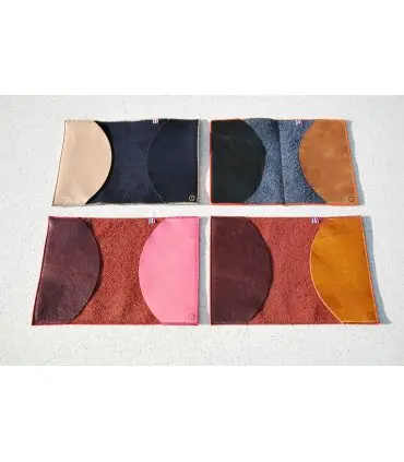 Satin burgundy and pink lambskin leather passport holder 