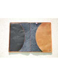 Satin burgundy and pink lambskin leather passport holder 
