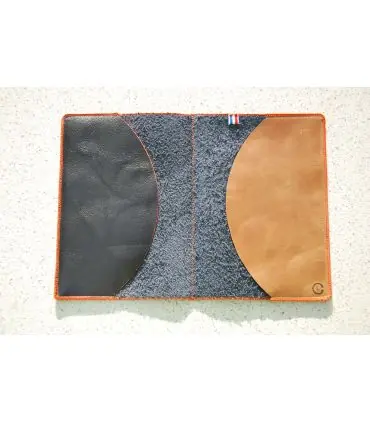 Satin burgundy and pink lambskin leather passport holder 