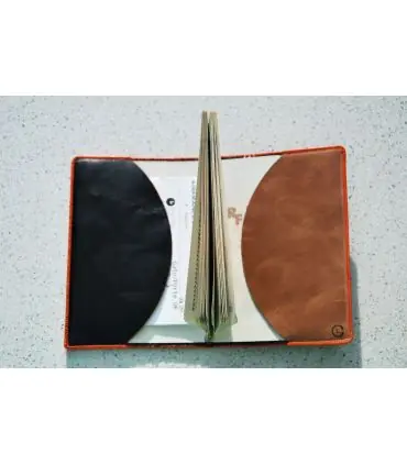 Satin burgundy and pink lambskin leather passport holder 