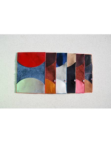 Satin burgundy and pink lambskin leather passport holder 
