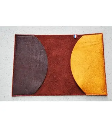 Satin burgundy and pink lambskin leather passport holder 