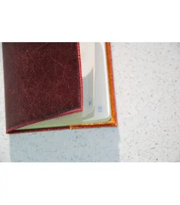 Satin burgundy and pink lambskin leather passport holder 