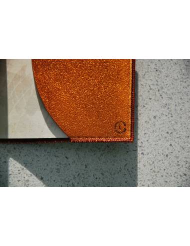 Étui passeport en cuir d'agneau bordeaux satiné et orange métallique