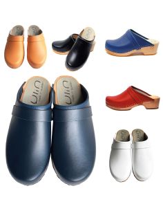 Men's Swedish Clogs leather and wood