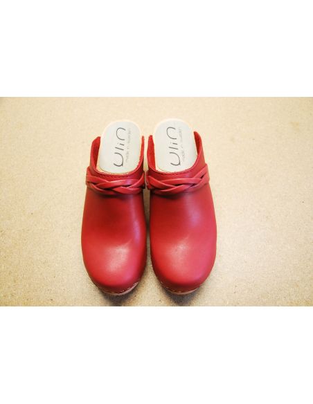 Damen Schwedische Holzschuhe Leder mit hohen Absätzen