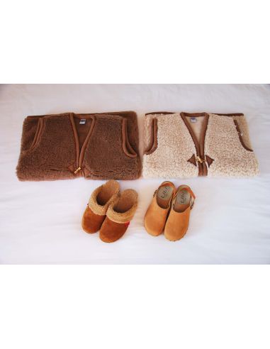 Women's swedish wooden clogs in grey felt