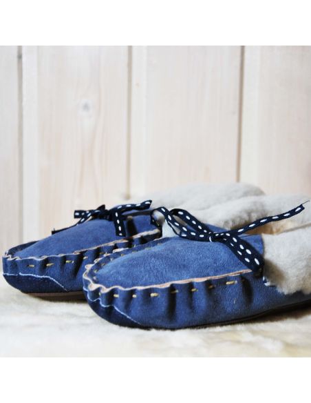 Chaussons mocassins femme de luxe en mouton véritable 