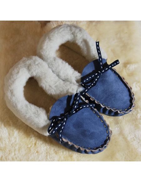 mocassin femme d'intérieur en laine de mouton 