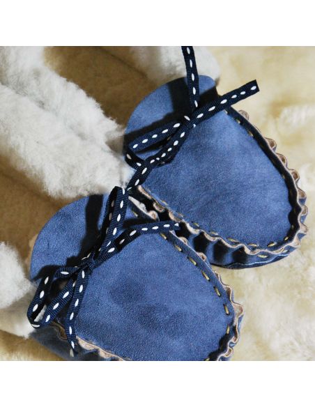 Mocassin d'hiver pour femme fourré laine avce ruban de décoration 