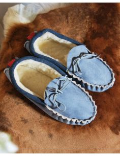 Chaussons mocassins homme chauds en peau d'agneau véritable