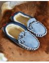 Chaussons mocassins homme chauds en peau d'agneau véritable