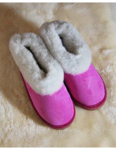 Chaussons chauds femme en peau de mouton