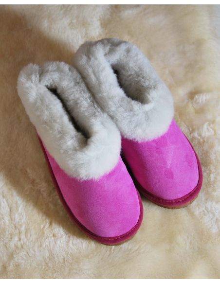Chaussons chauds femme en peau de mouton