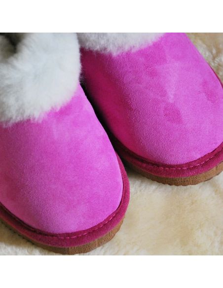 chausson duchesse chaud fouré en mouton couleur rose 
