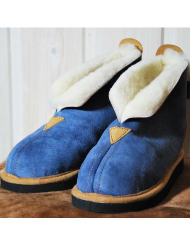 Chaussons Femme et Hommes chauds et hauts en peau d'agneau