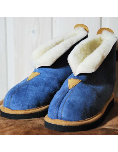Chaussons Femme et Hommes chauds et hauts en peau d'agneau