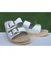 Wood sandals orthotics in leather double buckle
