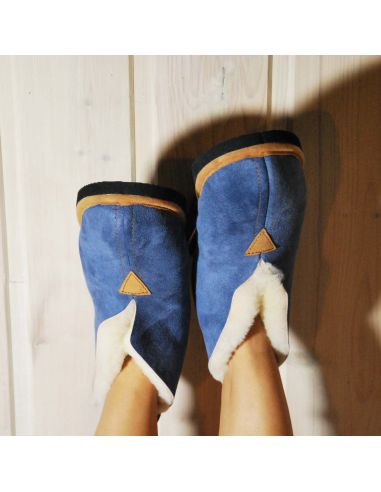Chaussons Femme et Hommes chauds et hauts en peau d'agneau
