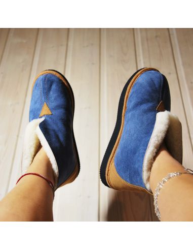 Chaussons Femme et Hommes chauds et hauts en peau d'agneau