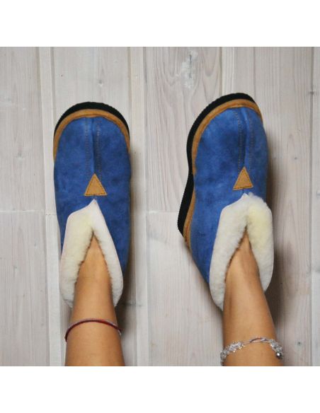 Chaussons Femme et Hommes chauds et hauts en peau d'agneau