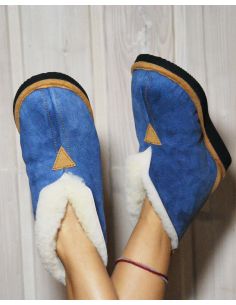 Chaussons Femme et Hommes chauds et hauts en peau d'agneau