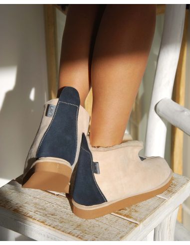 Chaussons peaux de mouton chauds beige crème 