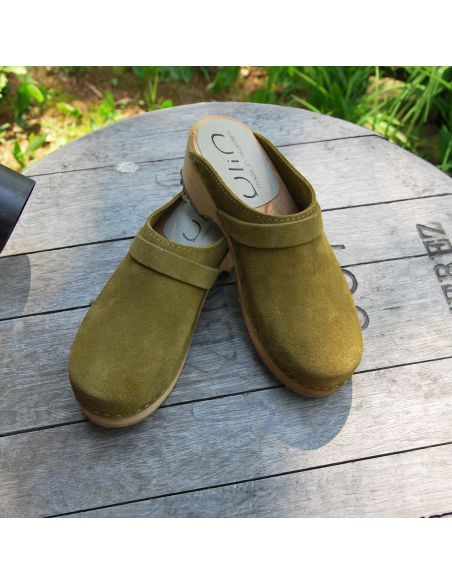 Sabots femme en daim nubuck velours luxe