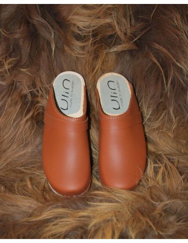 Women's swedish Clogs in  leather vegetal and wooden sole