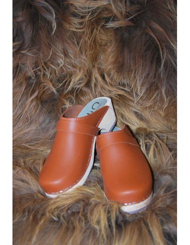 Damen Schwedische Holzschuhe in Gemüse Leder