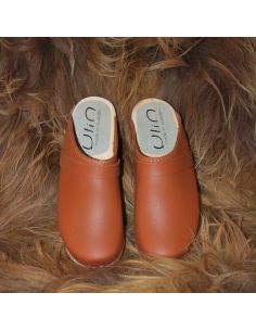 Sueco zuecos de madera cuero vegetal mujer