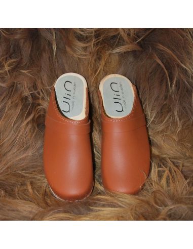 Women's swedish Clogs in  leather vegetal and wooden sole
