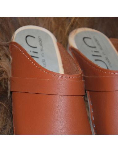 Sabot bois homme suédois bois cuir tannage végétal