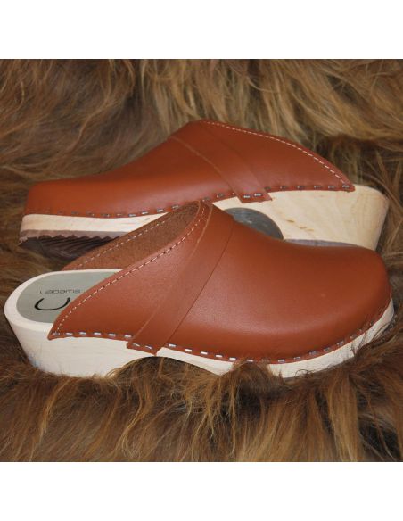 Sabot bois homme suédois bois cuir tannage végétal