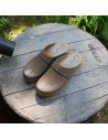 Wooden Swedish women lack leather clogs
