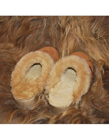 Sabots fourré en peau de mouton retournée camel 
