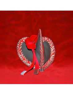 Suspension de Noël en cuir Gris peinte à la main Amour en Cage