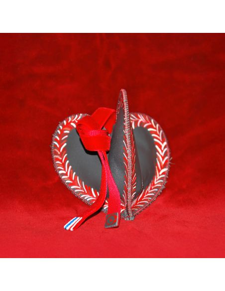 Suspension de Noël en cuir Gris peinte à la main Amour en Cage