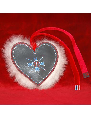 Adorno navideño de piel de oveja y cordero dorada pintada a mano Corazón 