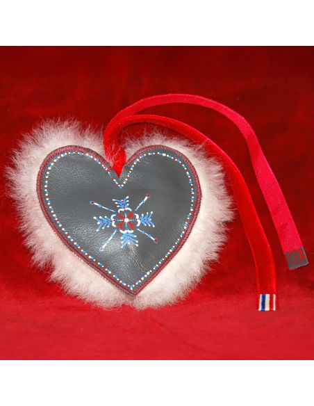 Suspension de Noël en cuir peinte à la main Arôme Nordique en forme de coeur 