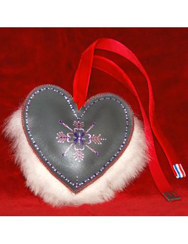 Adorno navideño de piel de oveja y cordero dorada pintada a mano Corazón 